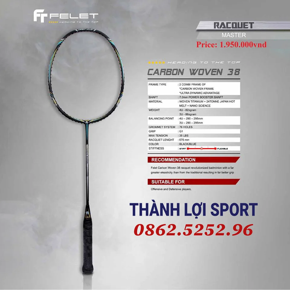 Vợt Cầu Lông Felet Carbon Woven 38